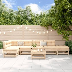 vidaXL Juego de muebles de jardín 7 piezas madera maciza de pino