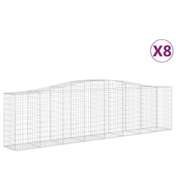 vidaXL Cestas de gaviones 8 uds forma de arco hierro 400x50x100/120 cm