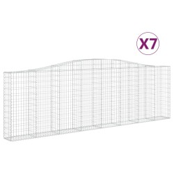 vidaXL Cestas de gaviones 7 uds forma de arco hierro 400x30x120/140 cm