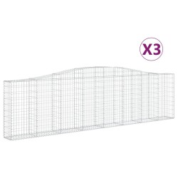 vidaXL Cestas de gaviones 3 uds forma de arco hierro 400x30x100/120 cm