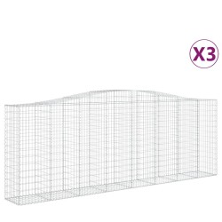 vidaXL Cestas de gaviones 3 uds forma de arco hierro 400x50x140/160 cm