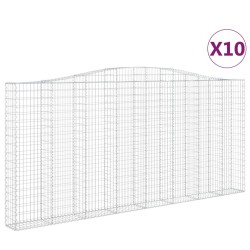 vidaXL Cestas de gaviones 10 uds forma de arco hierro 400x30x180/200cm