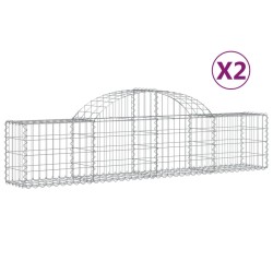 vidaXL Cestas de gaviones 2 uds forma de arco hierro 200x30x40/60 cm