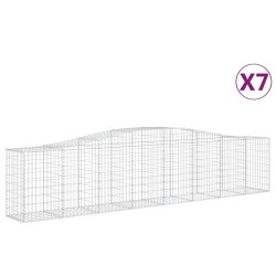 vidaXL Cestas de gaviones 7 uds forma de arco hierro 400x50x80/100 cm