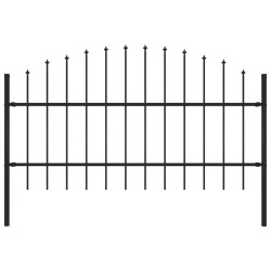 vidaXL Valla de jardín con puntas acero negro (0,75-1)x1,7 m