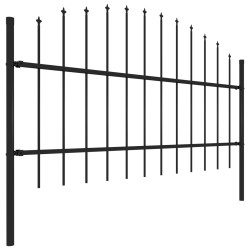 vidaXL Valla de jardín con puntas acero negro (0,75-1)x1,7 m
