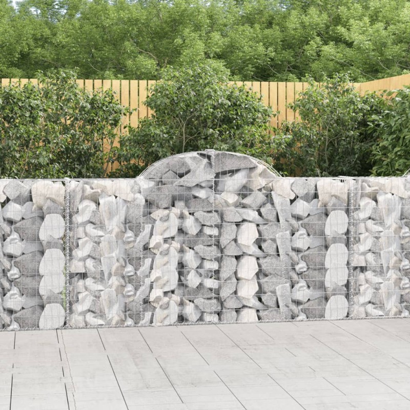 vidaXL Cestas de gaviones 8 uds forma de arco hierro 200x30x100/120 cm vidaXL Cestas de gaviones 8 uds forma de arco hierro 200x30x100/120 cm