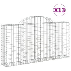 vidaXL Cestas de gaviones 13 uds forma arco hierro 200x30x100/120 cm