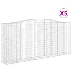 vidaXL Cestas de gaviones 5 uds forma de arco hierro 400x50x180/200 cm
