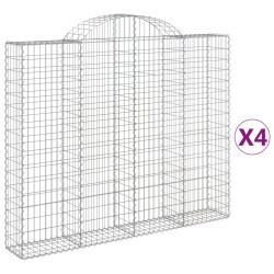 vidaXL Cestas gaviones 4 uds forma de arco hierro 200x30x160/180 cm