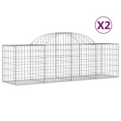 vidaXL Cestas gaviones 2 uds forma de arco hierro 200x50x60/80 cm
