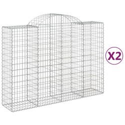 vidaXL Cestas de gaviones 2 uds forma de arco hierro 200x50x140/160 cm