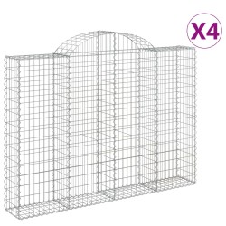 vidaXL Cestas gaviones 4 uds forma de arco hierro 200x30x140/160 cm