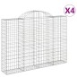 vidaXL Cestas gaviones 4 uds forma de arco hierro 200x30x140/160 cm