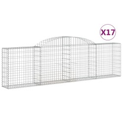 vidaXL Cestas de gaviones 17 uds forma de arco hierro 300x30x80/100 cm