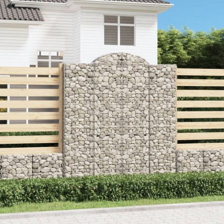 vidaXL Cestas de gaviones 3 uds forma de arco hierro 200x50x220/240 cm