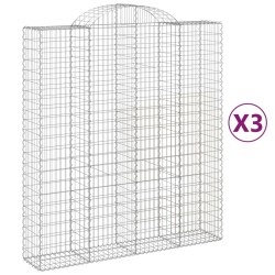 vidaXL Cestas de gaviones 3 uds forma de arco hierro 200x50x220/240 cm