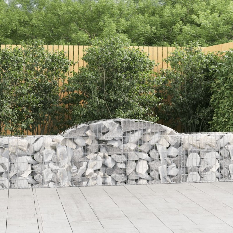 vidaXL Cestas de gaviones 8 uds forma de arco hierro 300x30x60/80 cm
