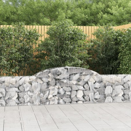 vidaXL Cestas de gaviones 8 uds forma de arco hierro 300x30x60/80 cm