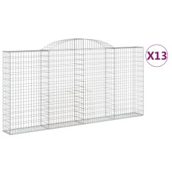 vidaXL Cestas gaviones 13 uds forma de arco hierro 300x30x140/160 cm