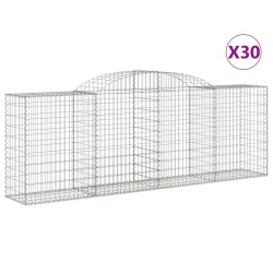 vidaXL Cestas de gaviones 30 uds forma de arco hierro 300x50x100/120cm