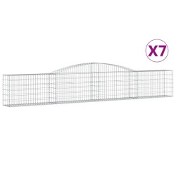 vidaXL Cestas de gaviones 7 uds forma de arco hierro 400x30x60/80 cm