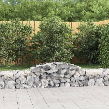 vidaXL Cestas de gaviones 7 uds forma de arco hierro 300x50x40/60 cm