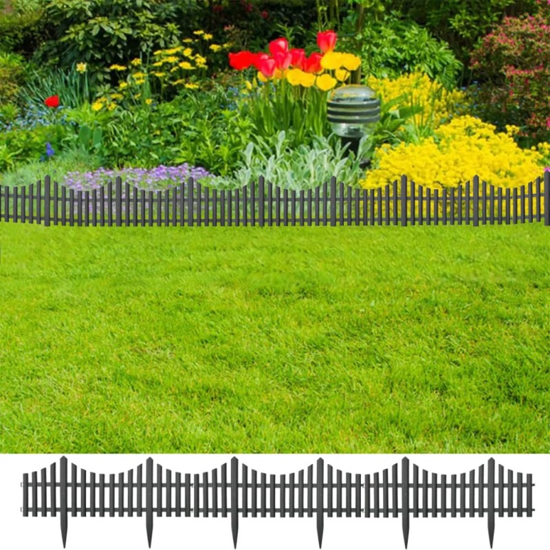 vidaXL Bordes de jardín 17 unidades PP antracita 10 m vidaXL Bordes de jardín 17 unidades PP antracita 10 m