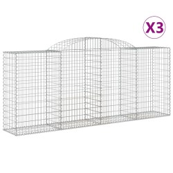 vidaXL Cestas de gaviones 3 uds forma de arco hierro 300x50x120/140 cm