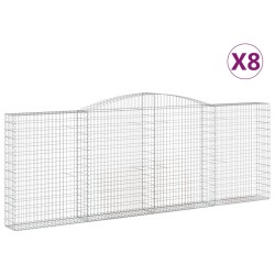 vidaXL Cestas gaviones 8 uds forma de arco hierro 400x30x140/160 cm
