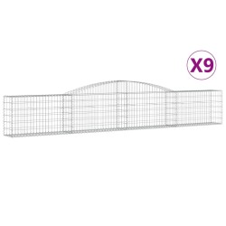 vidaXL Cestas de gaviones 9 uds forma de arco hierro 400x30x60/80 cm