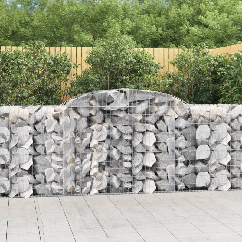 vidaXL Cestas de gaviones 2 uds forma de arco hierro 300x50x100/120 cm vidaXL Cestas de gaviones 2 uds forma de arco hierro 300x50x100/120 cm