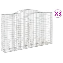 vidaXL Cestas de gaviones 3 uds forma de arco hierro 300x50x180/200 cm