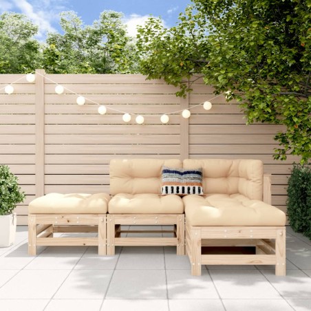 vidaXL Juego de muebles de jardín 4 piezas madera maciza de pino