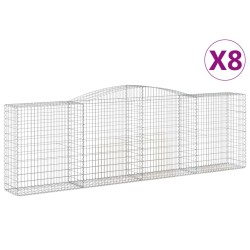 vidaXL Cestas de gaviones 8 uds forma de arco hierro 400x50x120/140 cm