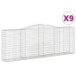 vidaXL Cestas gaviones 9 uds forma de arco hierro 400x50x140/160 cm