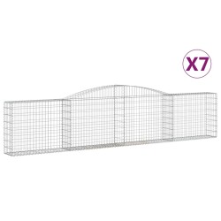 vidaXL Cestas de gaviones 7 uds forma de arco hierro 400x30x80/100 cm