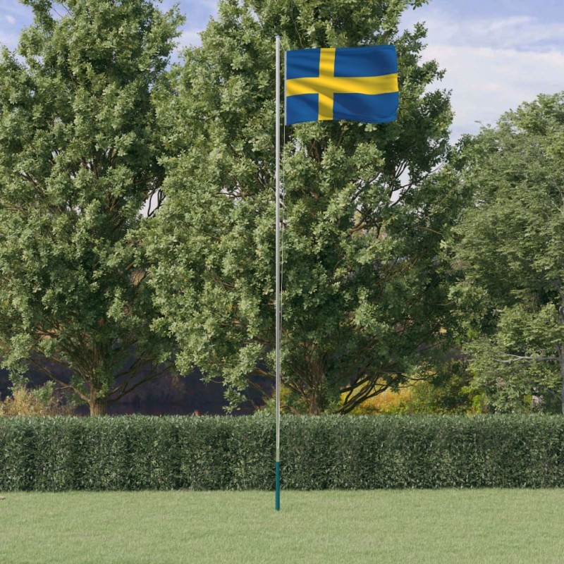 vidaXL Mástil y bandera de Suecia aluminio 6,23 m vidaXL Mástil y bandera de Suecia aluminio 6,23 m
