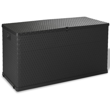 vidaXL Caja de almacenamiento de jardín marrón ratán PP 120x56x63 cm