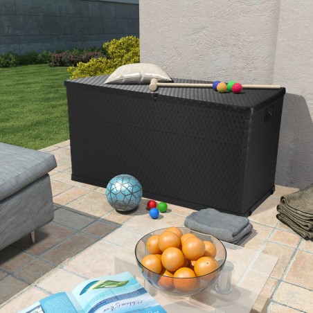 vidaXL Caja de almacenamiento de jardín marrón ratán PP 120x56x63 cm