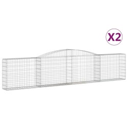vidaXL Cestas de gaviones 2 uds forma de arco hierro 400x30x80/100 cm