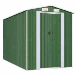 vidaXL Cobertizo de jardín acero galvanizado verde 192x357x223 cm
