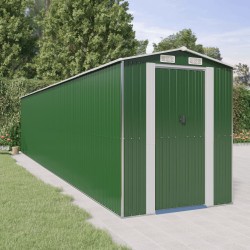 vidaXL Cobertizo de jardín acero galvanizado verde 192x938x223 cm