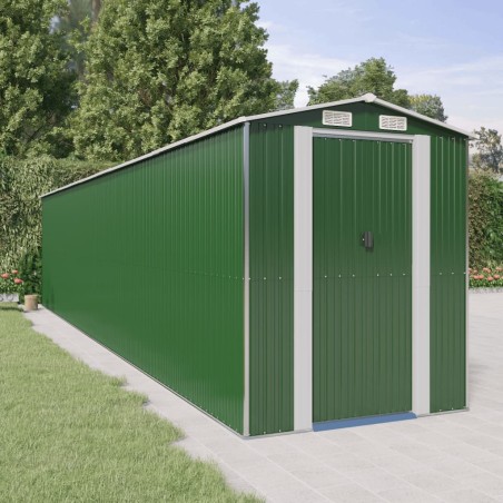 vidaXL Cobertizo de jardín acero galvanizado verde 192x938x223 cm