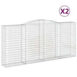 vidaXL Cestas de gaviones 2 uds forma de arco hierro 400x50x180/200 cm
