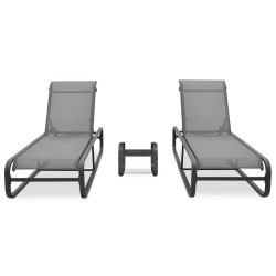 vidaXL Tumbonas con mesa 2 unidades textilene y aluminio