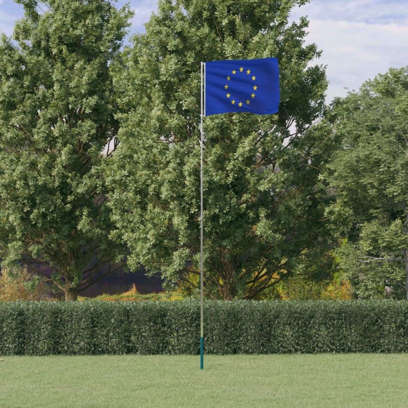 vidaXL Mástil y bandera de Europa aluminio 5,55 m vidaXL Mástil y bandera de Europa aluminio 5,55 m