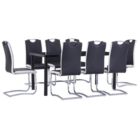 vidaXL Juego de comedor 9 piezas cuero sintético negro