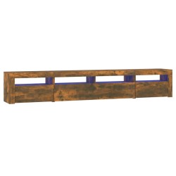 vidaXL Mueble de TV con luces LED color roble ahumado 240x35x40 cm
