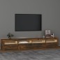 vidaXL Mueble de TV con luces LED color roble ahumado 240x35x40 cm